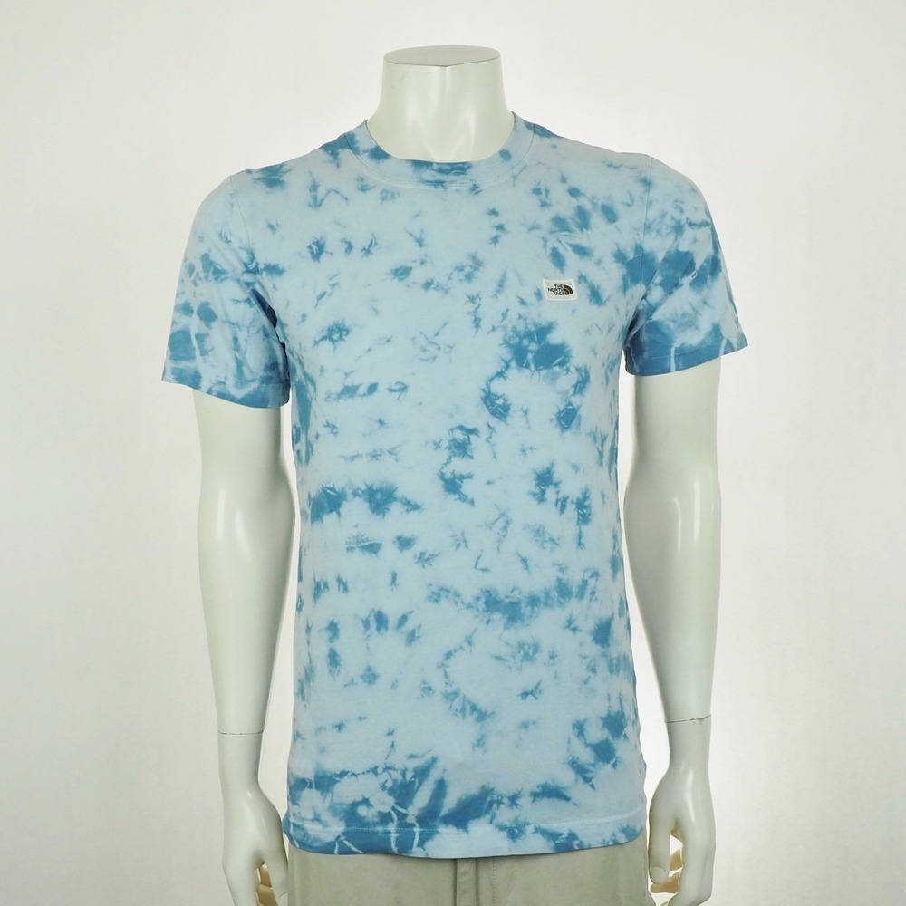 The North Face Tee Shirt Mens Small Light Blue Crew Tie-Dye Cotton Blend Outdoor